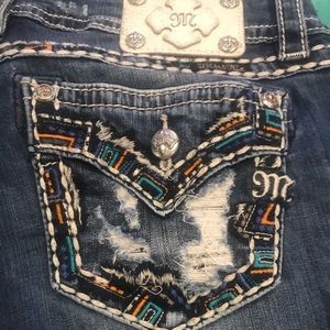 Aztec Miss Me Mid-Rise Bootcut Jeans